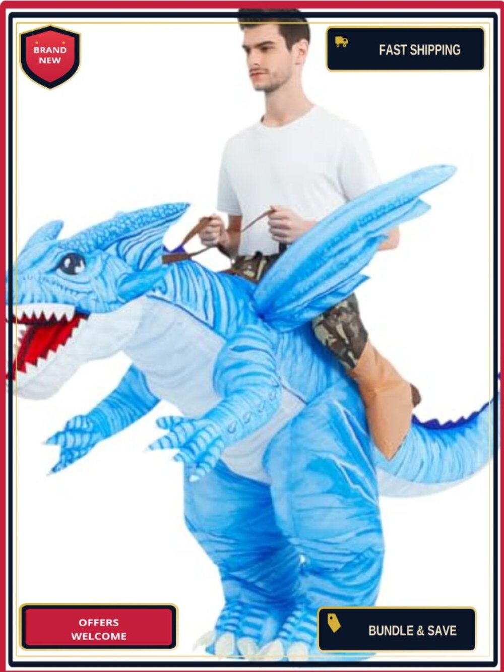 Inflatable Dinosaur Costume Adult Halloween Blow Up Cosplay